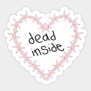 Dead Inside, Red Barbed Wire Heart, Ignorant Style Doodles Sticker